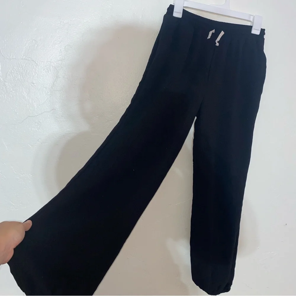 Zara Joggers Breezy Lightweight Drawstring Textured Women’s Small Solid Black